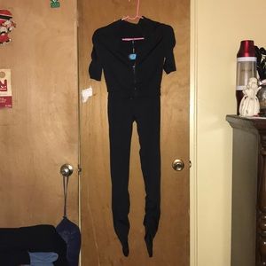 Spandex Two Piece Black Pants Set